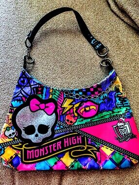 Monster High neon pink multi-color graphic shoulder bag